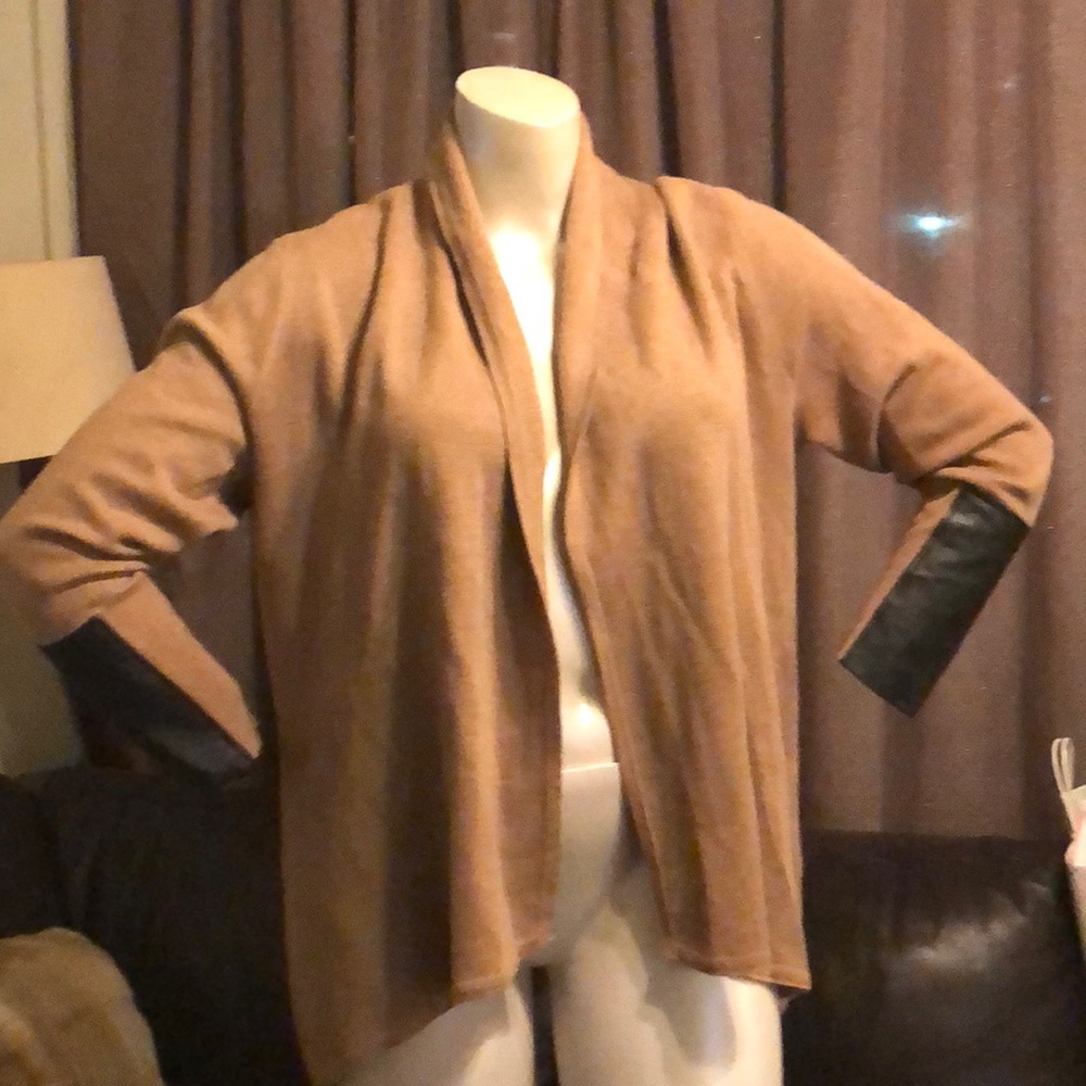 Jones of NY Cardigan with Faux Leather Accents 🔥